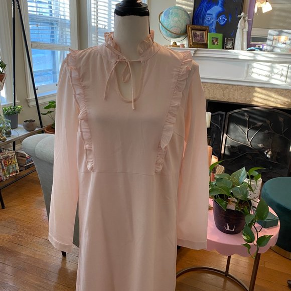 ASOS Vero Moda Blush Pink Pale Pink Dress with Ruffles | Size L - Picture 2 of 4